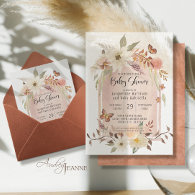 BOHO Modern Arch Fall Floral Autumn Butterfly Invi Invitation