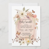 BOHO Modern Arch Fall Floral Butterfly Sprinkle Invitation (Front)
