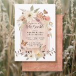 BOHO Modern Arch Fall Floral Butterfly Sprinkle Invitation