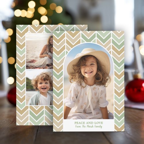 Boho Modern Arch _ herringbone _ 3 Photo _ instant Holiday Card