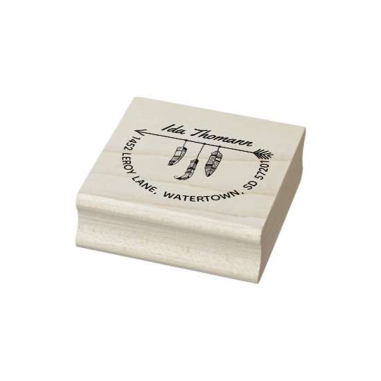 Boho & Modern | Arrow Feathers Return Address Rubber Stamp