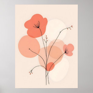 Boho Modern Art. Abstract Coral Blooms. Poster
