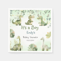 Boho Modern Boho Watercolor Dinosaur Greenery Boy