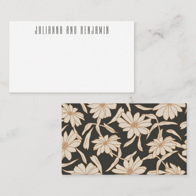 Boho Modern Botanical Black Custom Gift Enclosure Note Card (Front/Back)