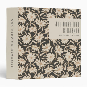 Boho Modern Botanical Black Ivory Custom Wedding 3 Ring Binder