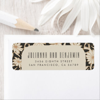 Boho Modern Botanical Black Ivory Return Address  Label