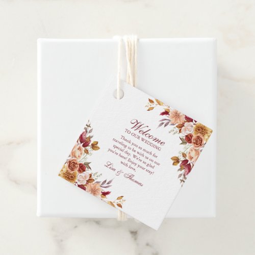 Boho Modern Burnt Orange Terracotta Floral Wedding Favor Tags