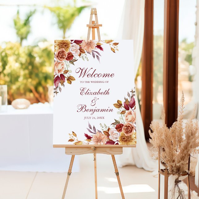 Boho Modern Burnt Orange Terracotta Floral Welcome Foam Board (Boho Modern Burnt Orange Terracotta Floral Welcome Foam Board)