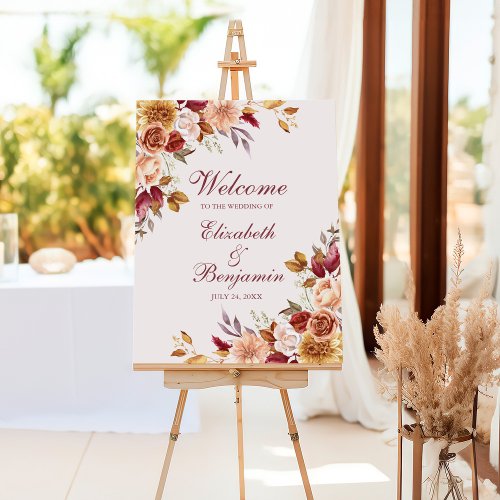 Boho Modern Burnt Orange Terracotta Floral Welcome Foam Board