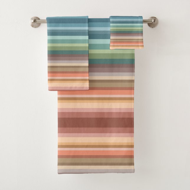 Boho Modern Chic Stripes  Bath Towel Set (Insitu)