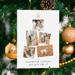 Boho Modern Christmas Tree 5 Photo Collage Holiday<br><div class="desc">A modern, simple holiday card that features five of your favorite photos arranged in a Christmas tree shape. At the top of the photo arrangement, there is a faux gold star. This gold is just a printed image, but a real gold foil version of this design is available in our...</div>