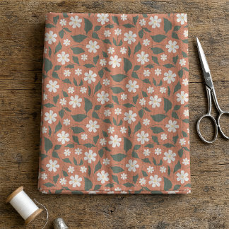 Boho Modern Daisy Pattern Terracotta Sage Fabric