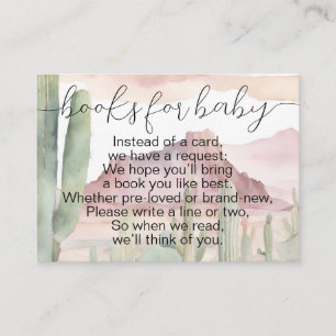 Boho Modern Desert Cactus Books for Baby Shower Enclosure Card