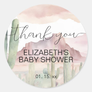 Boho Modern Desert Nature Cactus Baby Shower Classic Round Sticker