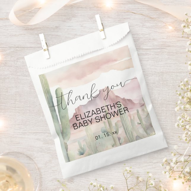 Boho Modern Desert Nature Cactus Baby Shower Favor Bag (Clipped)