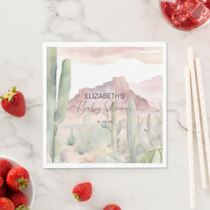 Boho Modern Desert Nature Cactus Baby Shower Napkins