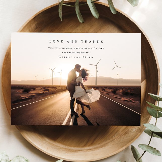 Boho Modern Elegant Wedding Photo Thank You Card (Creator Uploaded)