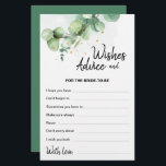 Boho Modern Eucalyptus Wedding Wishes Advice Card<br><div class="desc">Boho Modern Eucalyptus Wedding Wishes Advice Card. Green elegant watercolor collection with eucalyptus branches and gold lines and dots. Please get in touch with me via chat if you have questions about the artwork or need customization! If you need additional designs in this collection just let me know - write...</div>