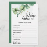 Boho Modern Eucalyptus Wedding Wishes Advice Card<br><div class="desc">Boho Modern Eucalyptus Wedding Wishes Advice Card. Green elegant watercolor collection with eucalyptus branches and gold lines and dots. Please get in touch with me via chat if you have questions about the artwork or need customization! If you need additional designs in this collection just let me know - write...</div>