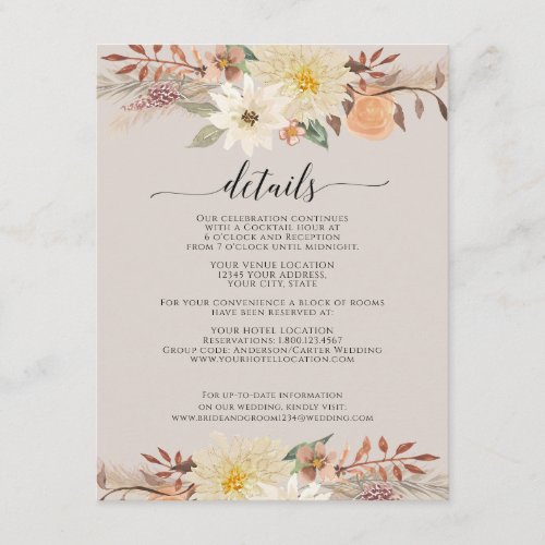 BOHO Modern Fall Floral Watercolor Organic Earthy Enclosure Card