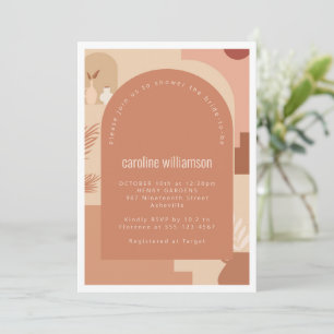 Boho Modern Floral Art Terracotta Bridal Shower Invitation