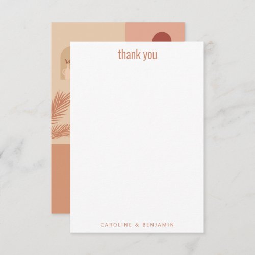 Boho Modern Floral Art Terracotta Personalized  Thank You Card