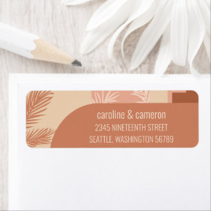 Boho Modern Floral Art Terracotta Return Address Label