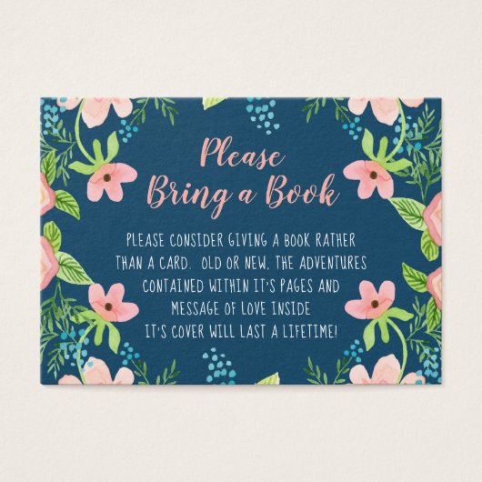 Boho Modern Floral Baby Shower Book Instead Card (Front)
