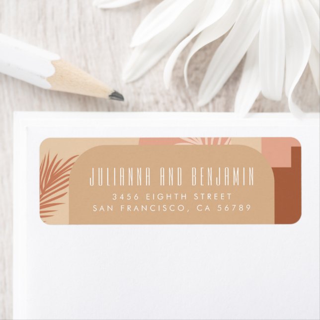 Boho Modern Floral Blush Terracotta Return Address Label (Insitu)