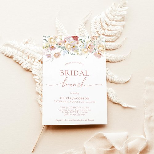Boho Modern Floral Bridal Shower  Bridal Brunch Invitation
