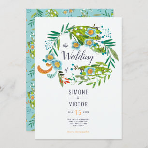 Boho Modern Floral Lily of Valley Wedding Invitation