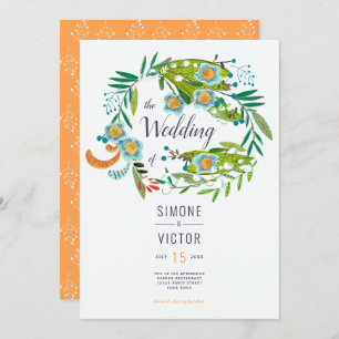 Boho Modern Floral Lily of Valley Wedding Invitation