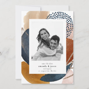 Boho Modern Geometric Blush Pink Terracotta Photo Save The Date