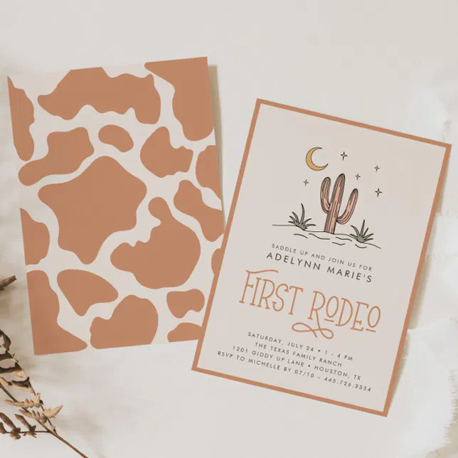 Boho Modern Girls First Rodeo 1st Birthday Invitation | Zazzle