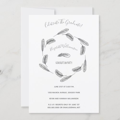 Boho Modern Graduation Photo Party Event Invitation