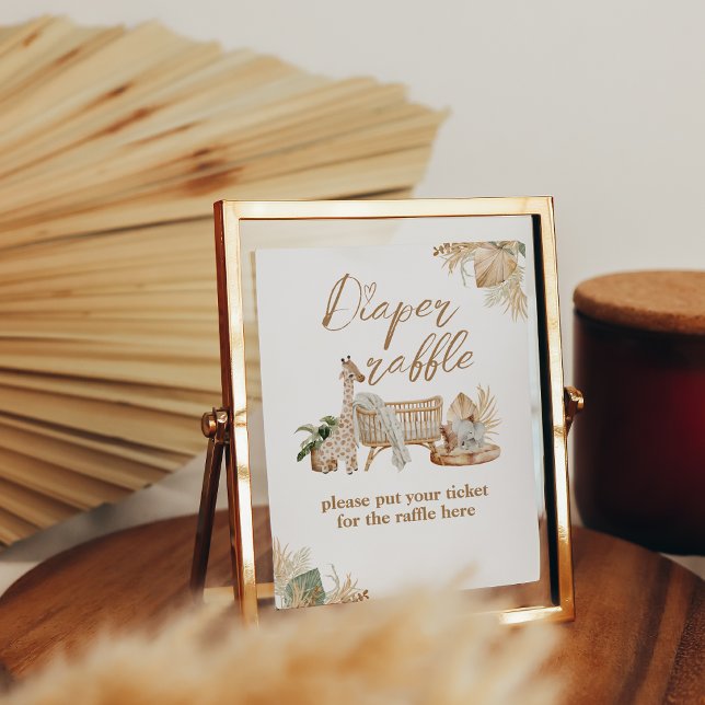 Boho Modern Heart Font Baby Shower Diaper Poster (Creator Uploaded)