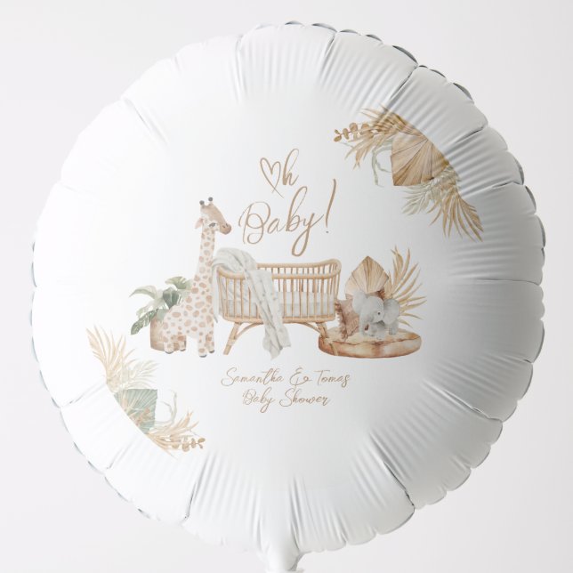 Boho Modern Heart Gender Neutral Baby Shower Balloon (Front)