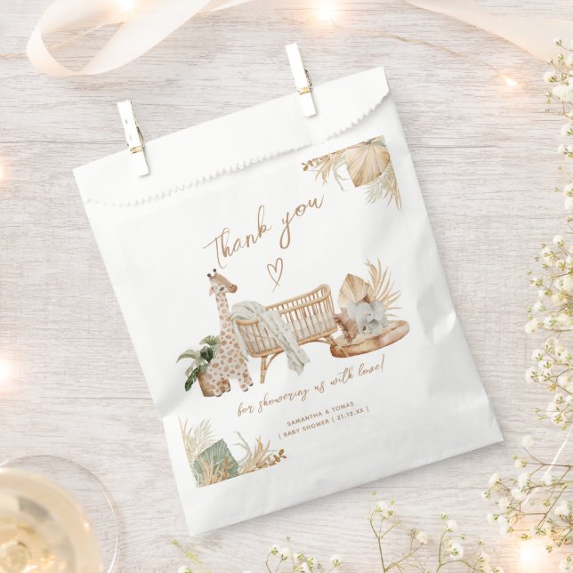 Boho Modern Heart Gender Neutral Baby Shower Favor Bag (Clipped)