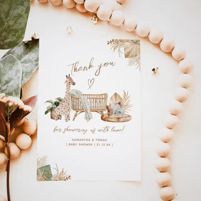 Boho Modern Heart Gender Neutral Baby Shower Thank You Card | Zazzle