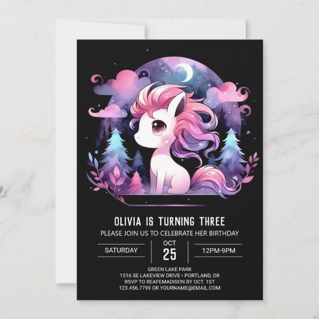 Boho Modern Horse Birthday Invitation (Front)