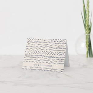 Boho Modern Line Pattern Navy Blue Personalized Note Card