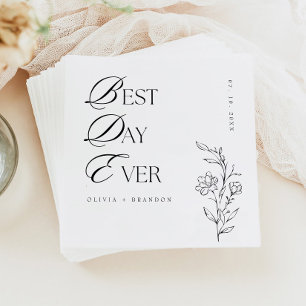 Boho Modern Minimalist Best Day Ever Wedding Napkins