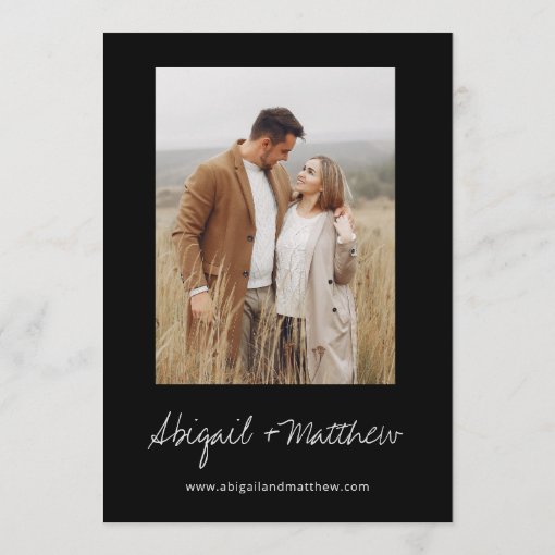 Boho Modern Minimalist Black and White Wedding Invitation | Zazzle