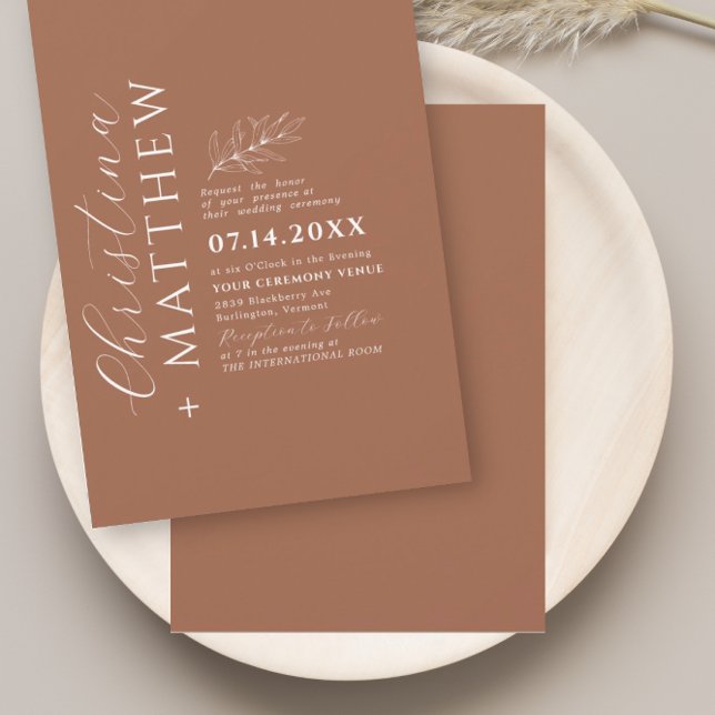 Boho Modern Minimalist Light Terracotta Wedding Invitation (Creator Uploaded)