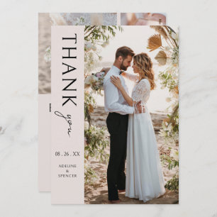 Boho Modern Minimalist Photo Wedding Thank You Card