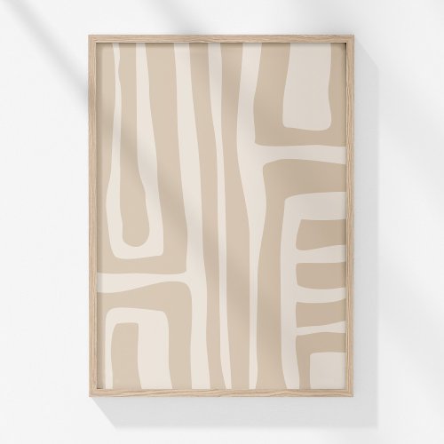 Boho Modern Muted Beige Neutral Abstract Art Poster