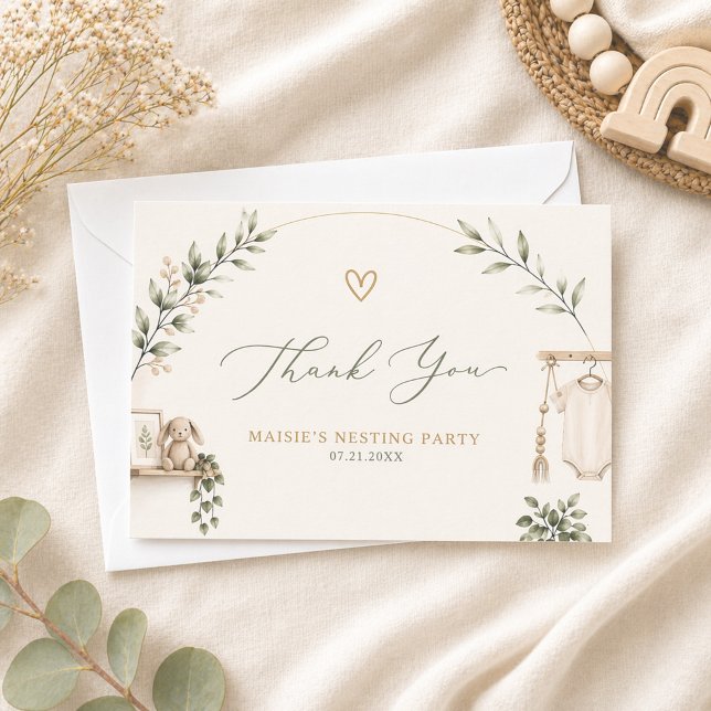 Boho Modern Nesting Party Thank You Card (Creator Uploaded)