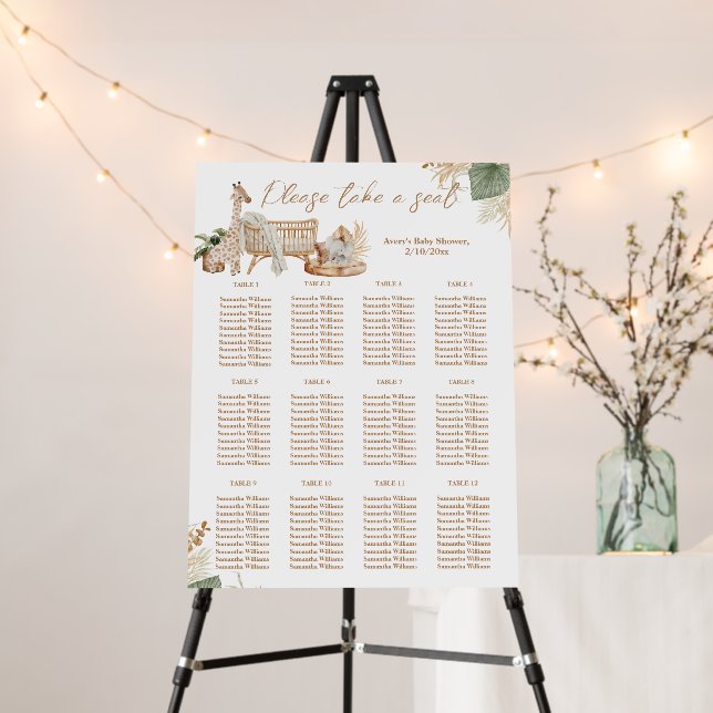 Boho Modern Neutral Baby Shower Seating Chart  Foam Board (In Situ (Stand))