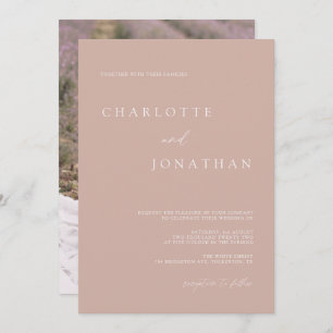 Boho Modern Pale Mauve Photo Wedding Invitation