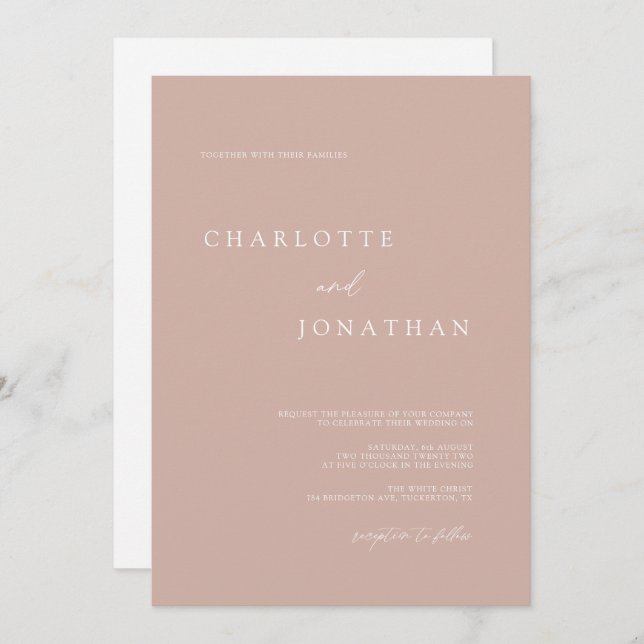Boho Modern Pale Mauve QR Code Wedding Invitation (Front/Back)